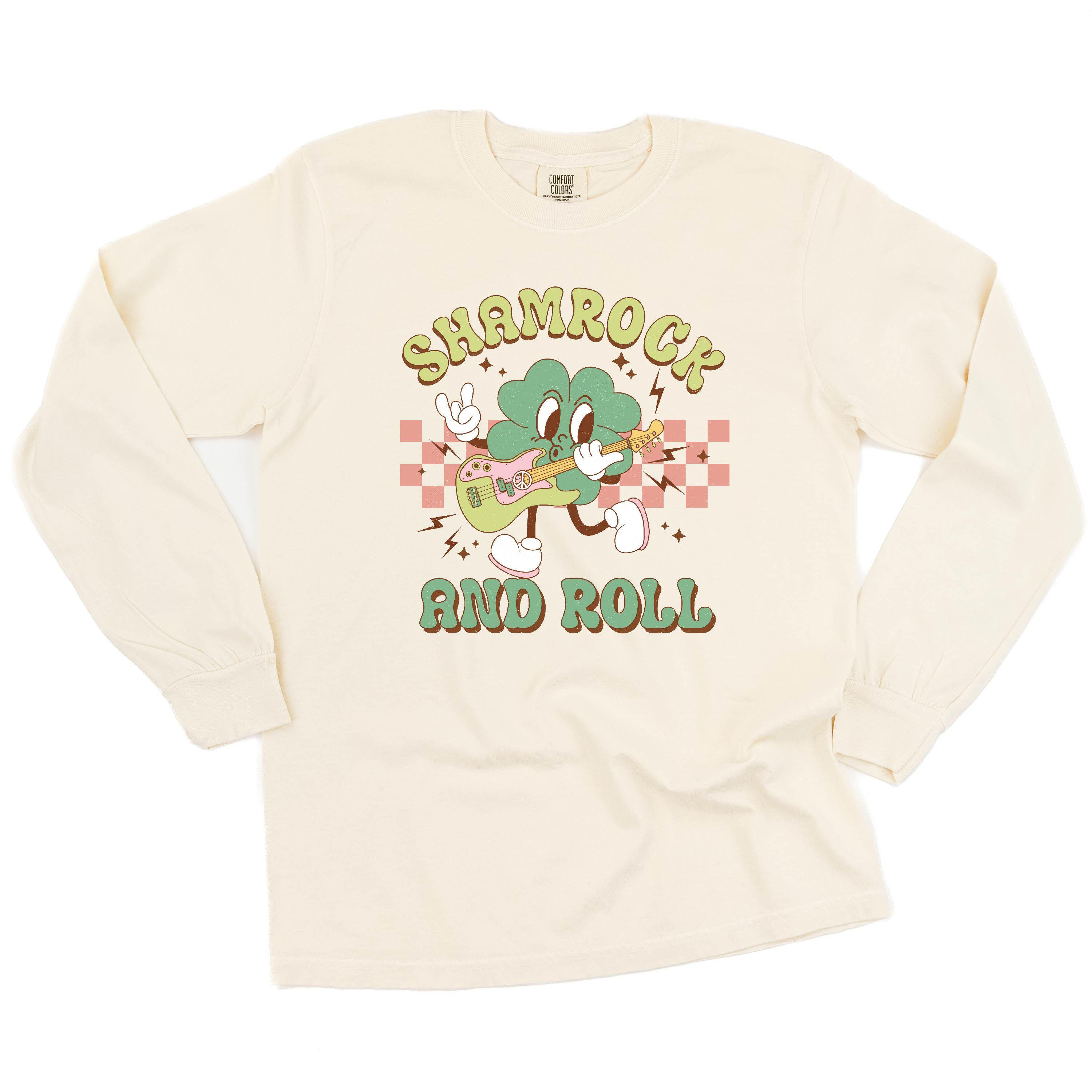 Rock N Roll Shamrock - LONG SLEEVE Comfort Colors Tee Little Mama Shirt Shop