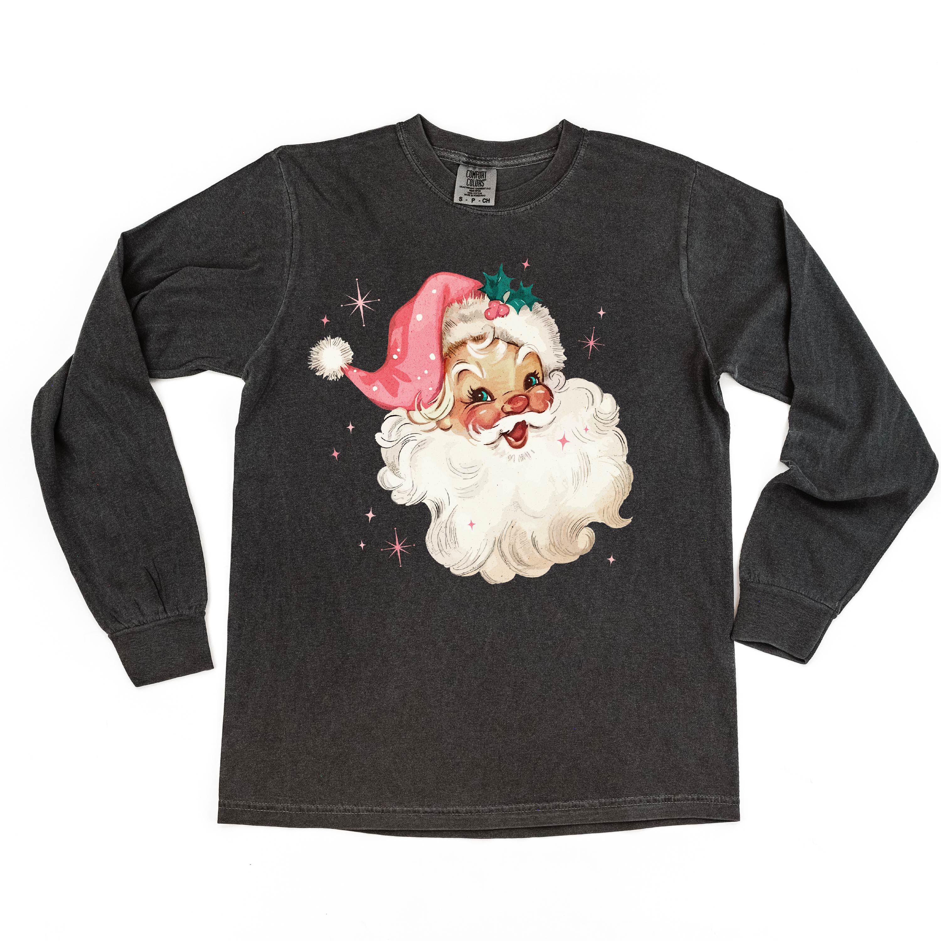 Watercolor Santa - LONG SLEEVE Comfort Colors Tee Little Mama Shirt Shop