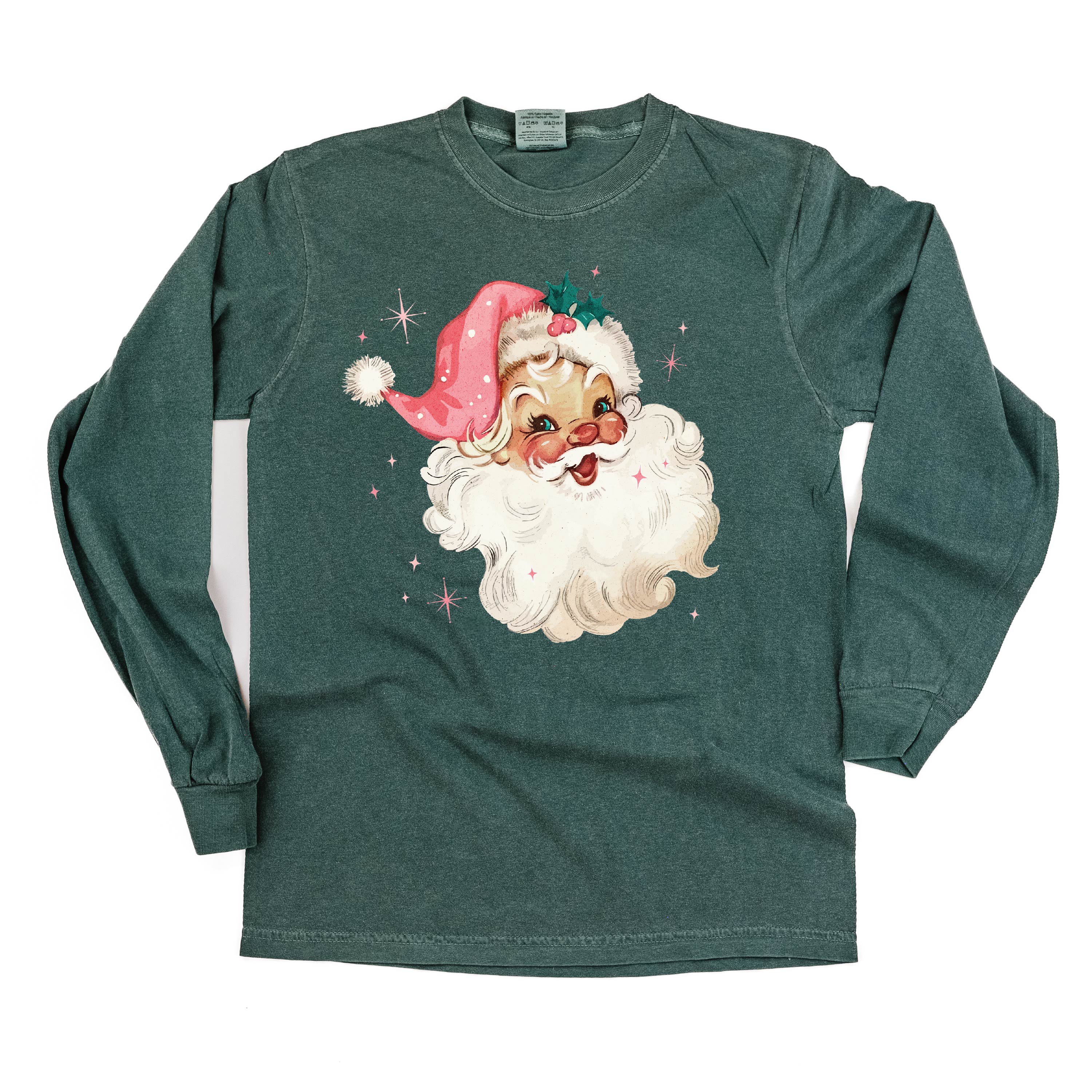 Watercolor Santa - LONG SLEEVE Comfort Colors Tee Little Mama Shirt Shop