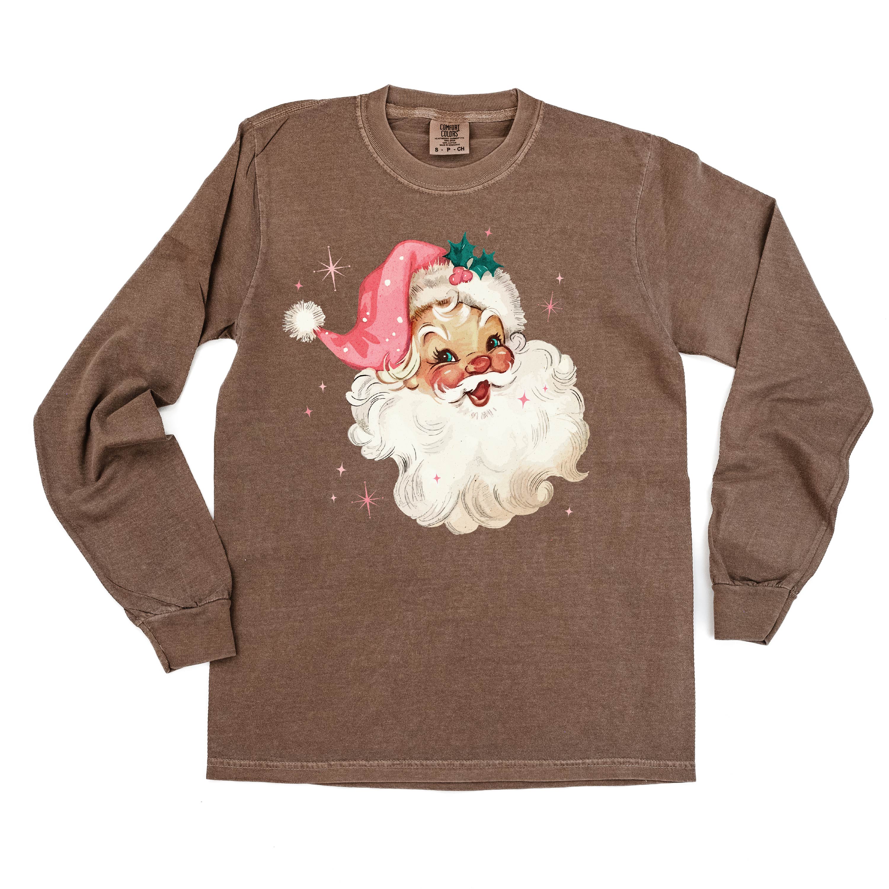 Watercolor Santa - LONG SLEEVE Comfort Colors Tee Little Mama Shirt Shop