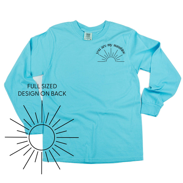 You Are My Sunshine Pocket Design w/ Full Sun on Back - LONG SLEEVE COMFORT COLORS TEE