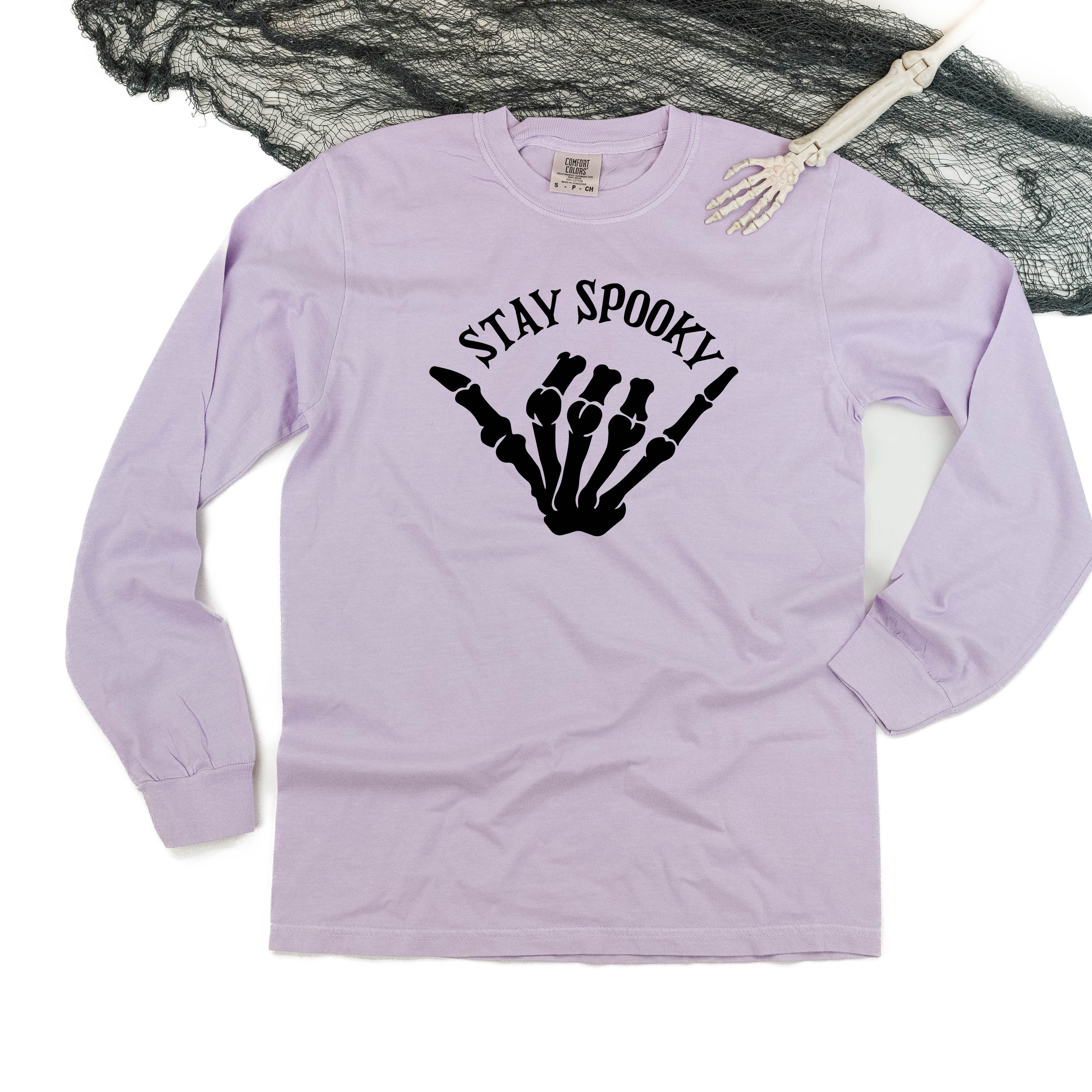 Stay Spooky Skelly Hand - Long Sleeve Comfort Colors Tee Little Mama Shirt Shop