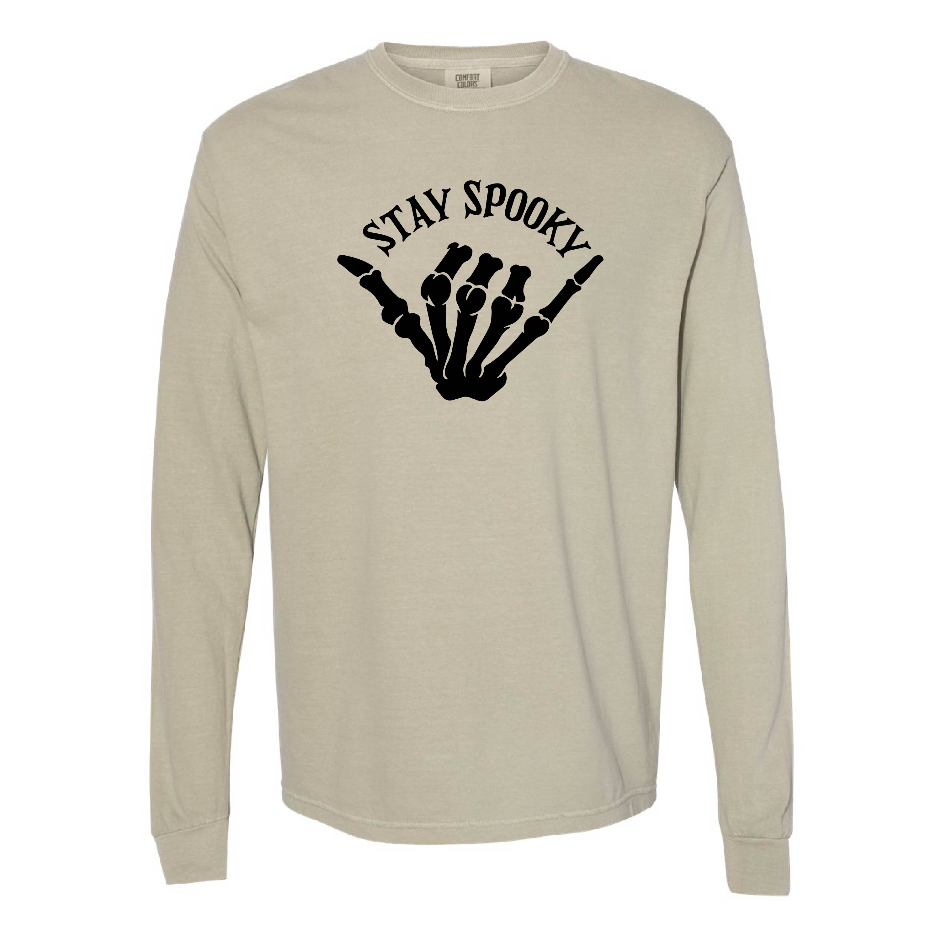 Stay Spooky Skelly Hand - Long Sleeve Comfort Colors Tee Little Mama Shirt Shop