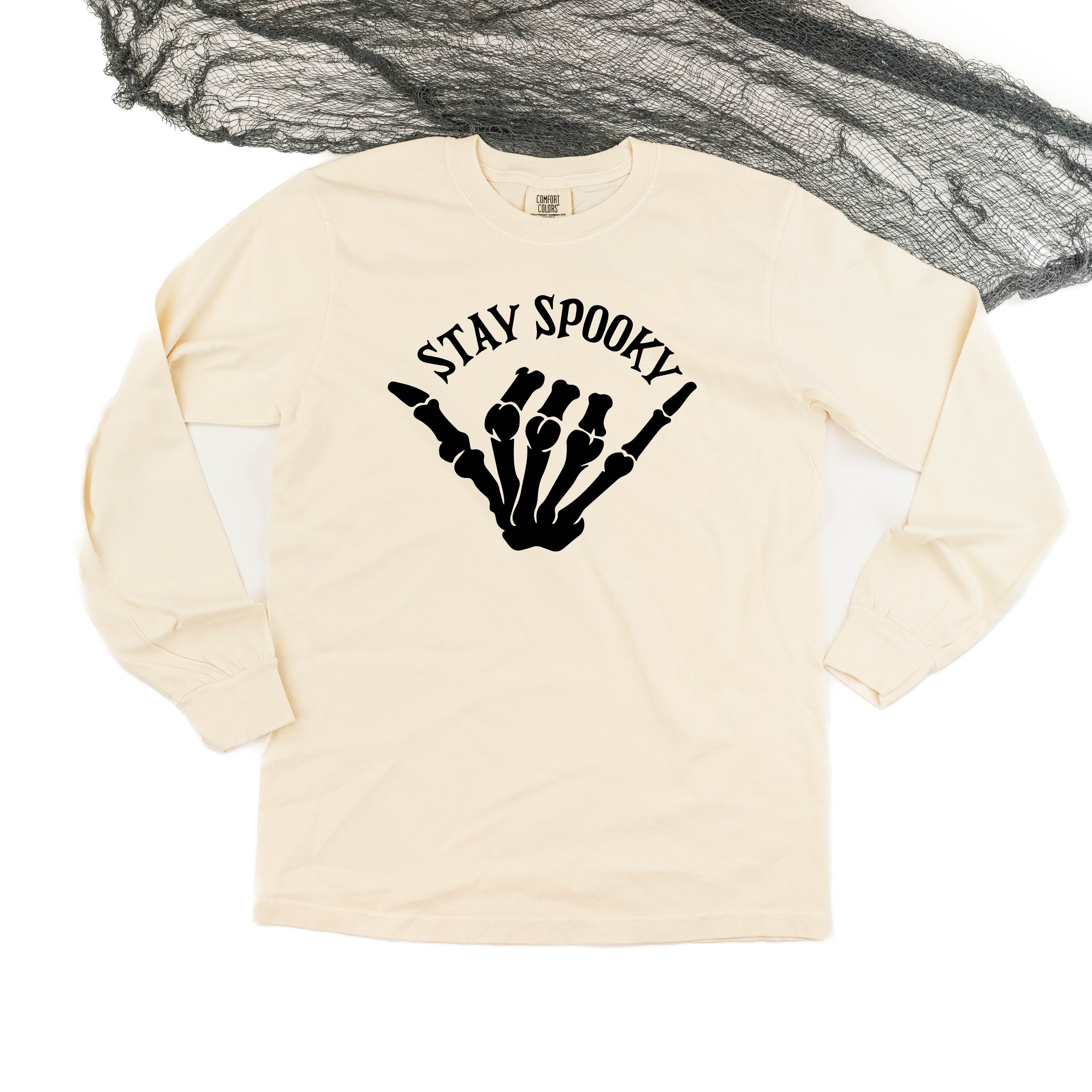 Stay Spooky Skelly Hand - Long Sleeve Comfort Colors Tee Little Mama Shirt Shop