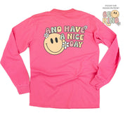 Be Kind Pocket on Front w/ And Have a Nice Day on Back - Long Sleeve Comfort Colors Tee Little Mama Shirt Shop