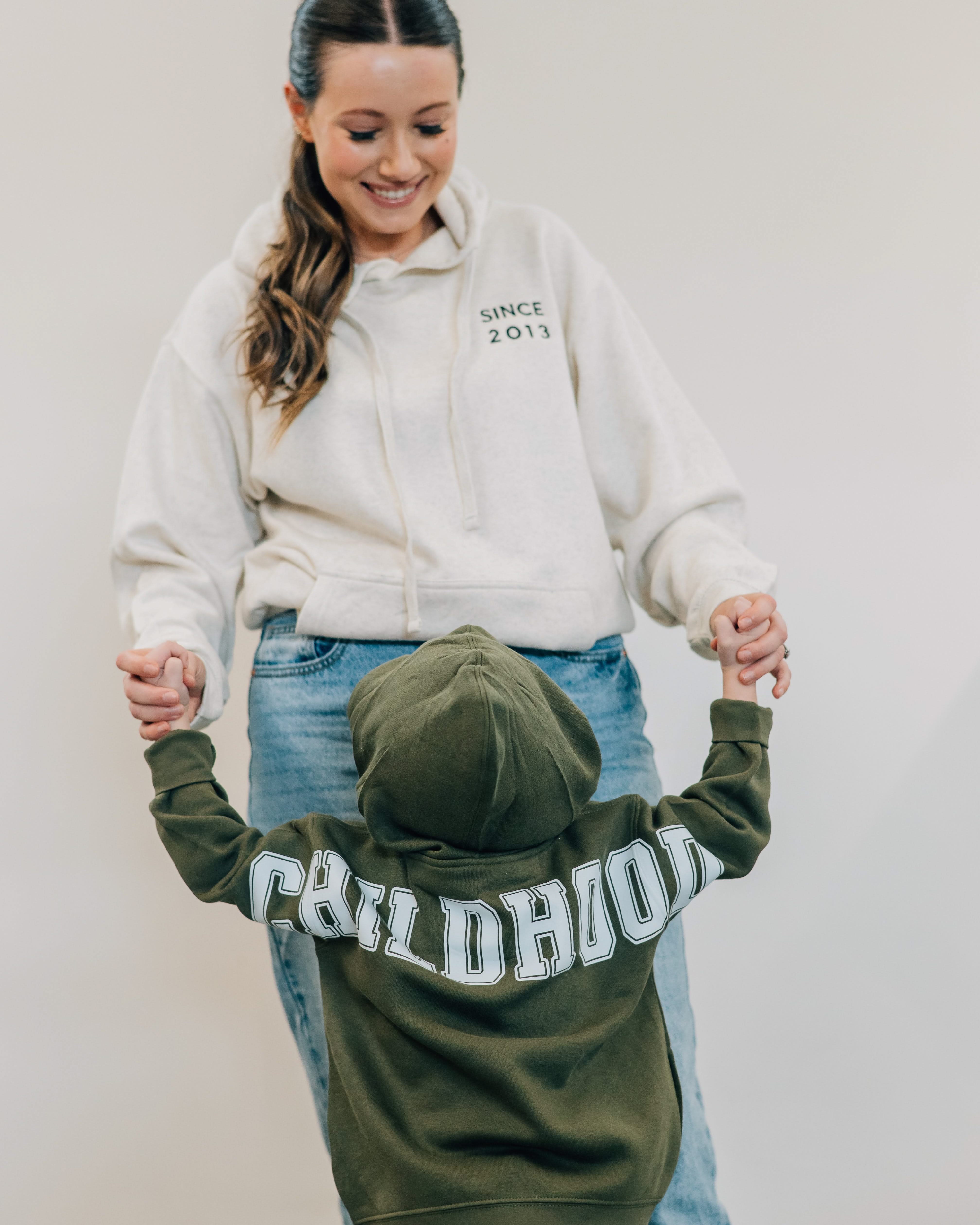 Childhood Elevated Fleece Hoodie – Customizable Year Embroidery Youth | Little Mama Shirt Shop Little Mama Shirt Shop LLC