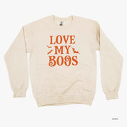 LOVE MY BOOS - Plural - (Bats) - Basic Fleece Crewneck Little Mama Shirt Shop LLC