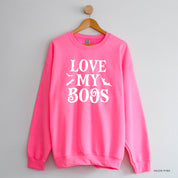 LOVE MY BOOS - Plural - (Bats) - Basic Fleece Crewneck Little Mama Shirt Shop LLC