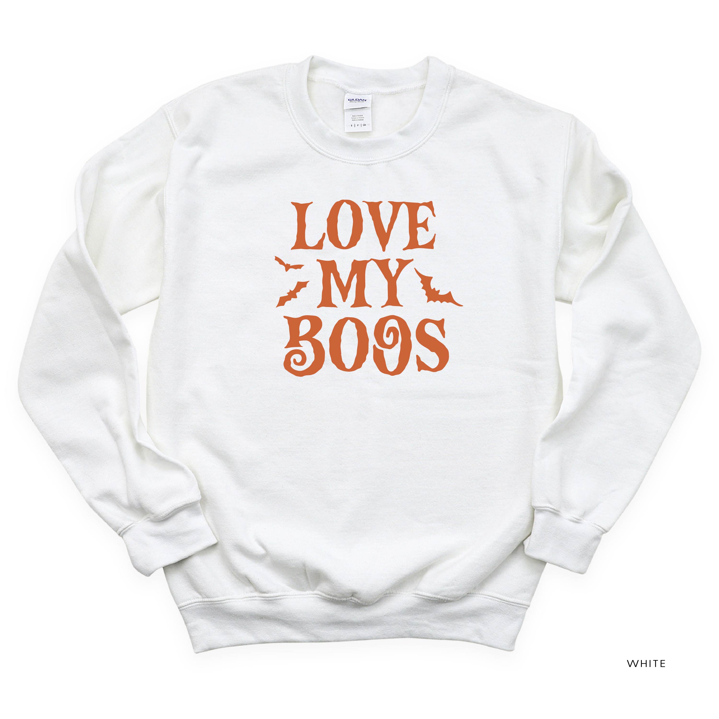 LOVE MY BOOS - Plural - (Bats) - Basic Fleece Crewneck Little Mama Shirt Shop LLC