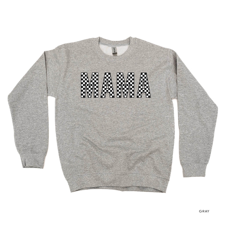 Block Font Checkers - MAMA - BASIC FLEECE CREWNECK