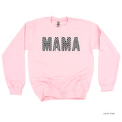 Block Font Checkers - MAMA - BASIC FLEECE CREWNECK Little Mama Shirt Shop LLC