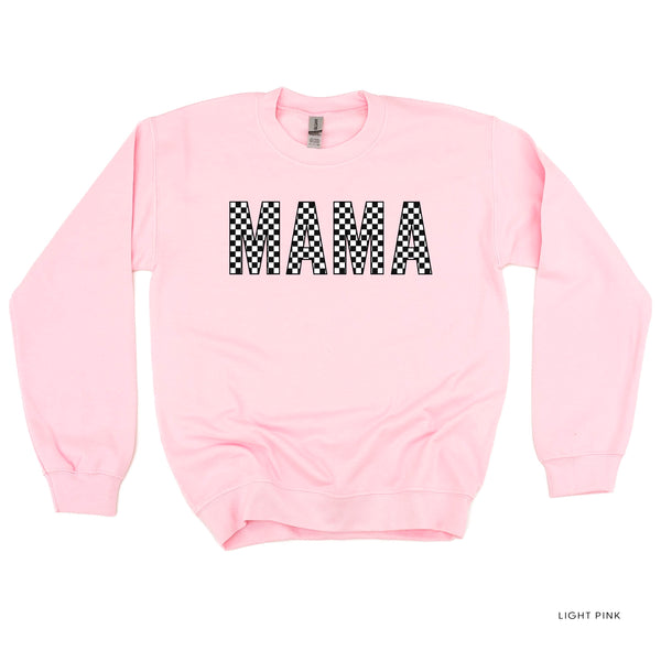 Block Font Checkers - MAMA - BASIC FLEECE CREWNECK