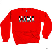 Block Font Checkers - MAMA - BASIC FLEECE CREWNECK Little Mama Shirt Shop LLC