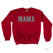 Block Font Checkers - MAMA - BASIC FLEECE CREWNECK Little Mama Shirt Shop LLC