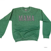 Block Font Checkers - MAMA - BASIC FLEECE CREWNECK Little Mama Shirt Shop LLC