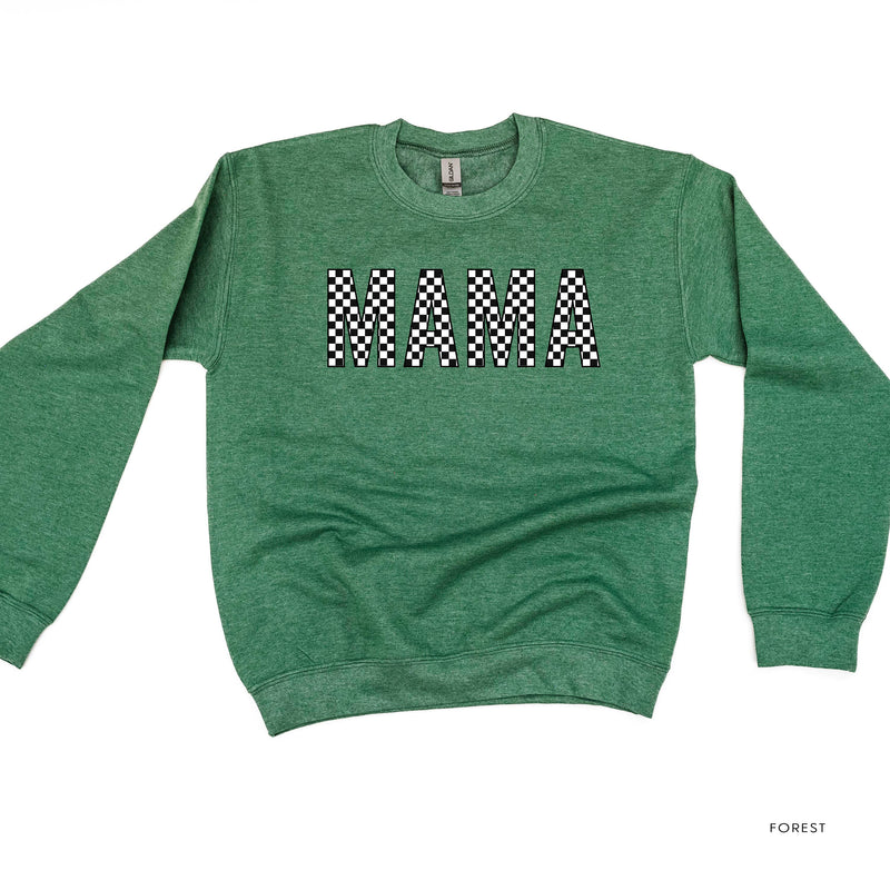 Block Font Checkers - MAMA - BASIC FLEECE CREWNECK