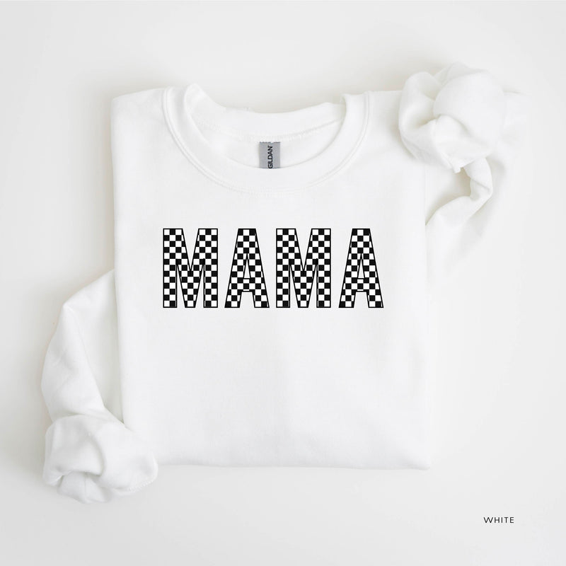 Block Font Checkers - MAMA - BASIC FLEECE CREWNECK