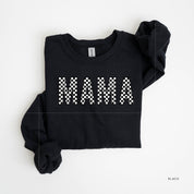 Block Font Checkers - MAMA - BASIC FLEECE CREWNECK Little Mama Shirt Shop LLC
