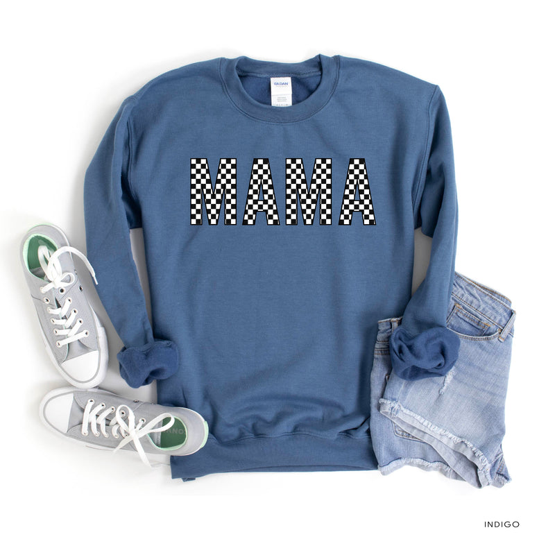 Block Font Checkers - MAMA - BASIC FLEECE CREWNECK