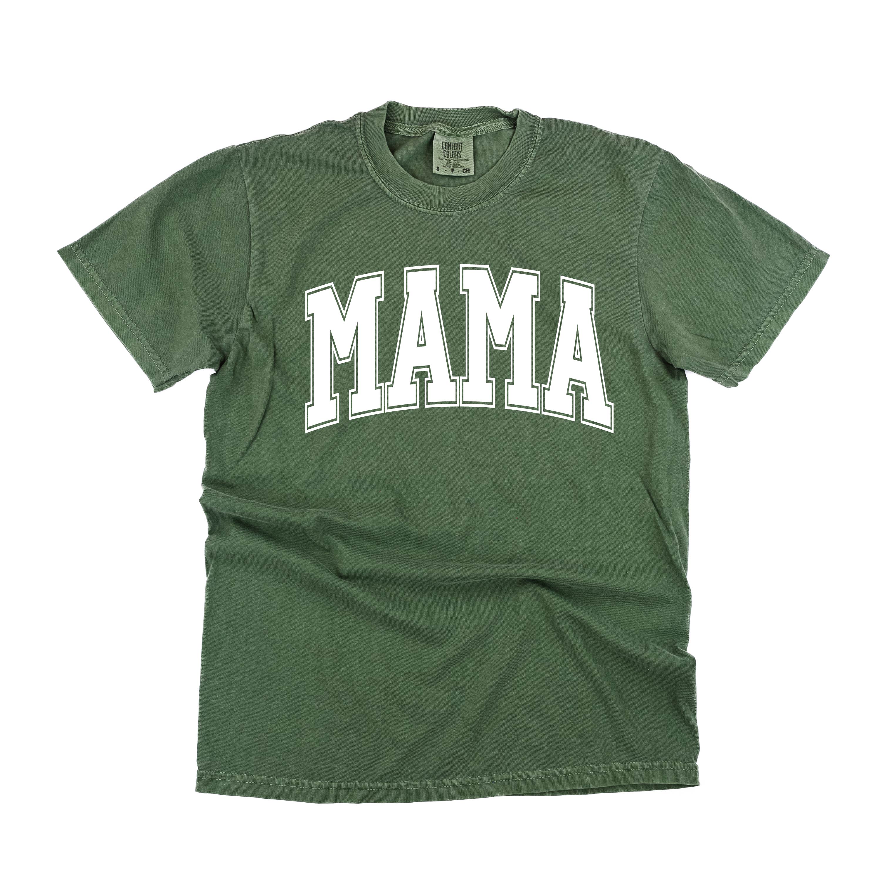 Mama - Varsity Outline - Comfort Colors Tee Little Mama Shirt Shop LLC