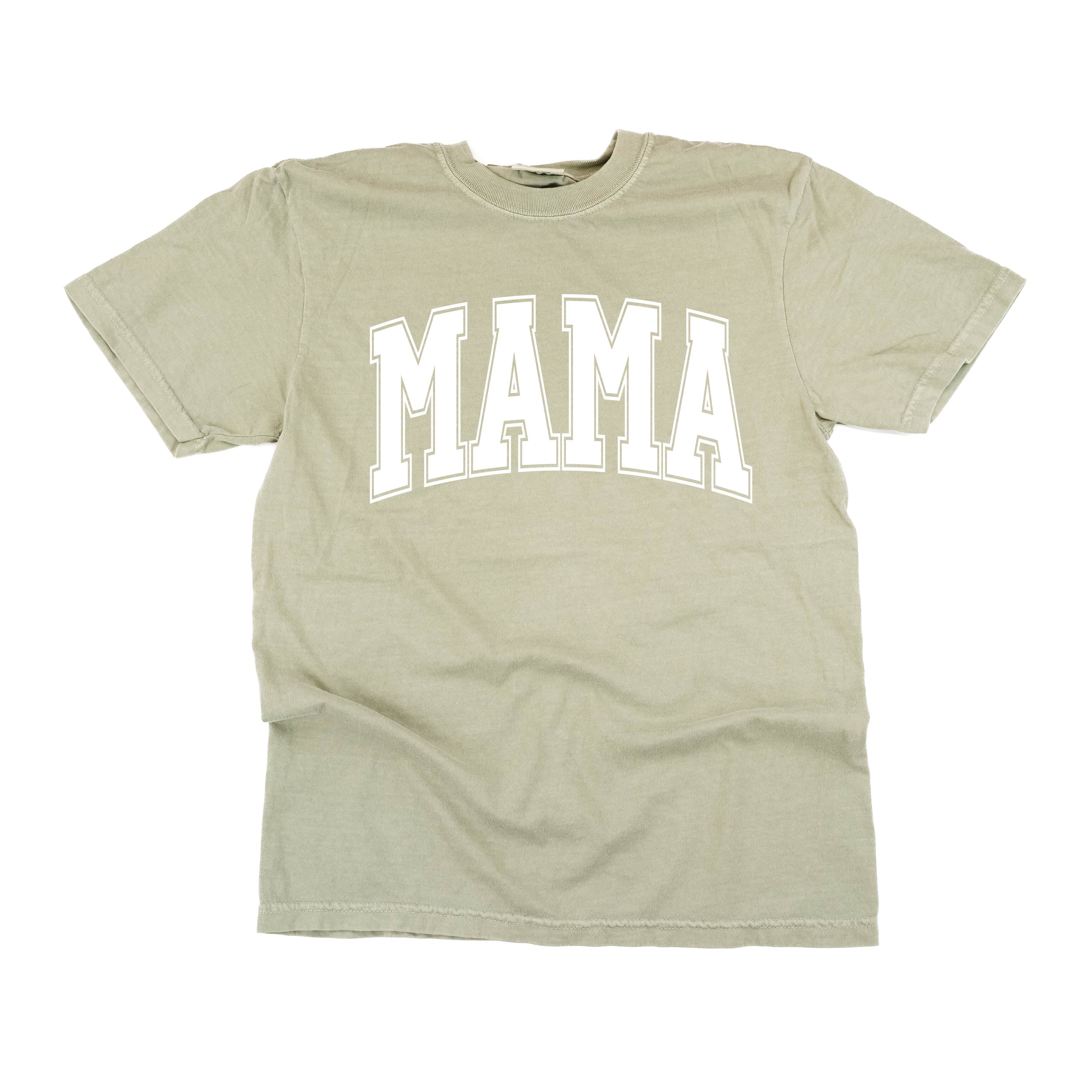 Mama - Varsity Outline - Comfort Colors Tee Little Mama Shirt Shop LLC