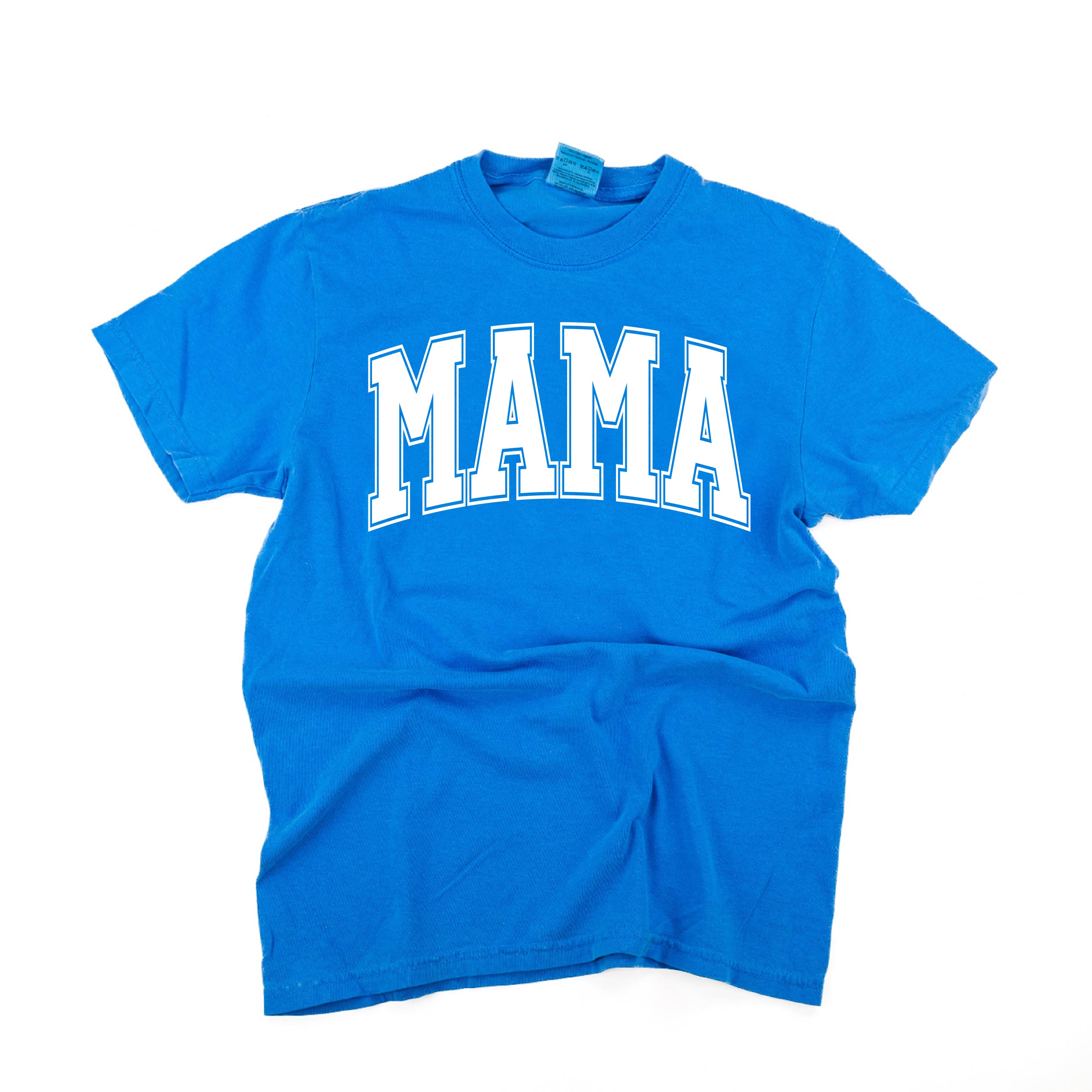 Mama - Varsity Outline - Comfort Colors Tee Little Mama Shirt Shop LLC