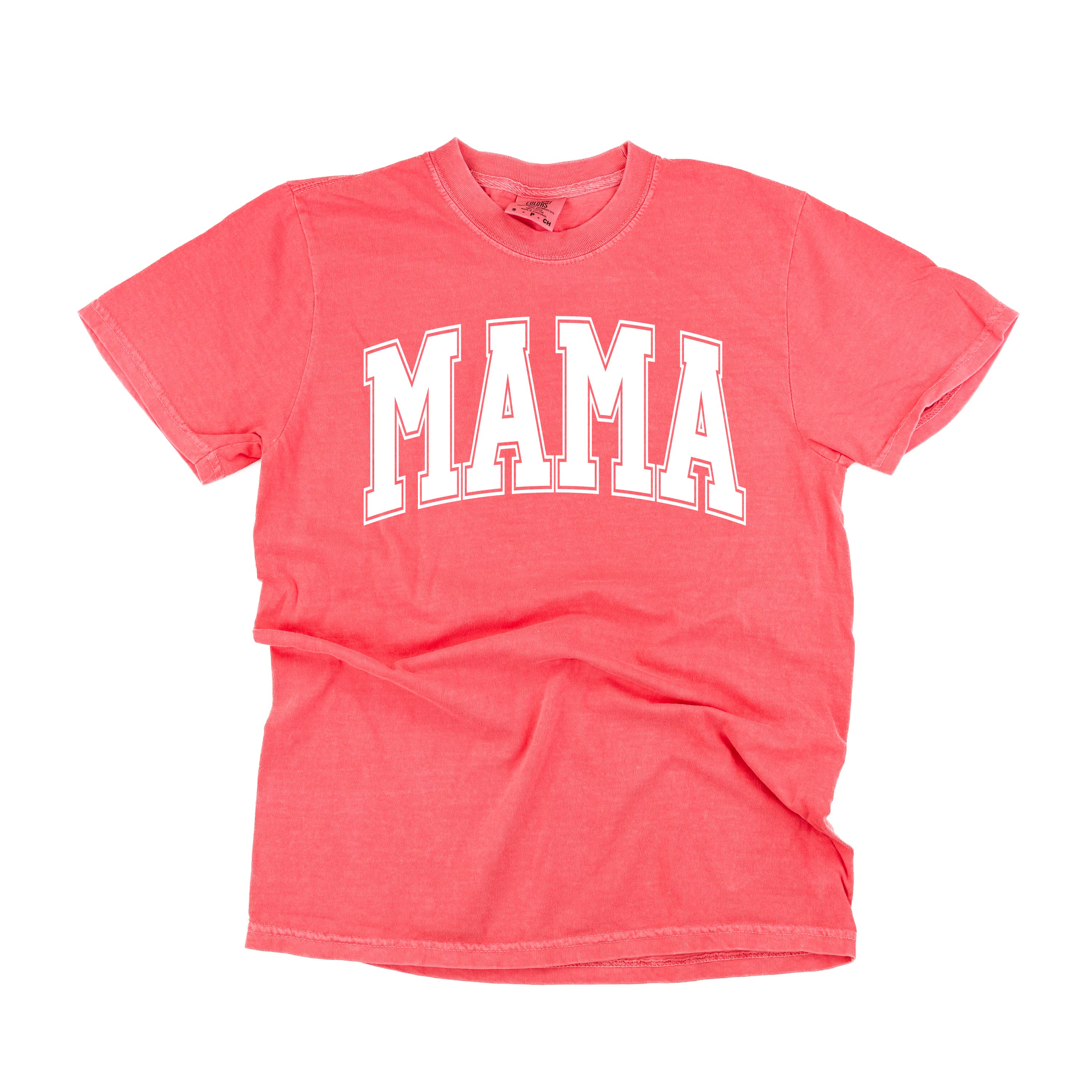 Mama - Varsity Outline - Comfort Colors Tee Little Mama Shirt Shop LLC