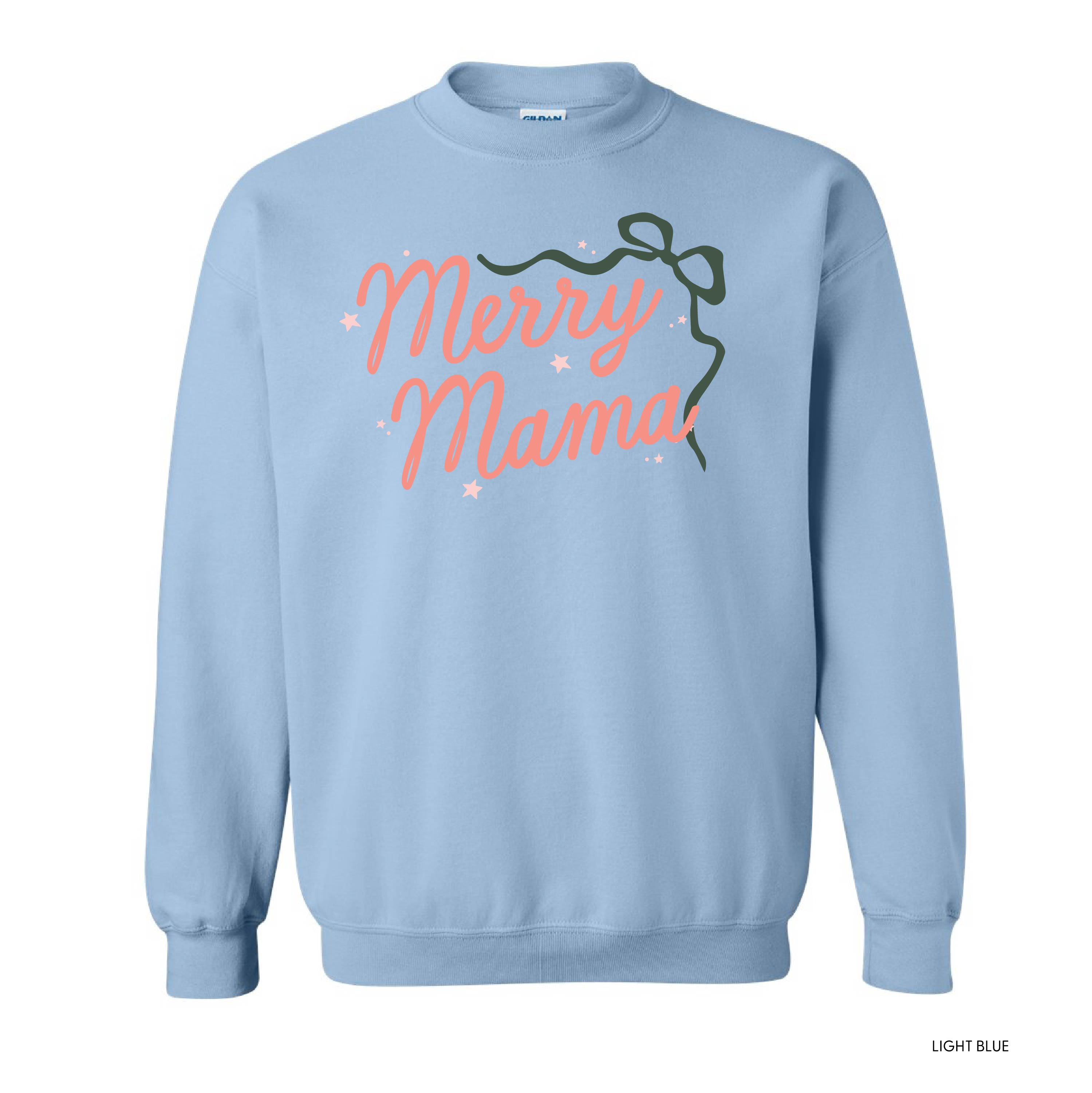 Merry Mama With Bow and Stars - BASIC Fleece Little Mama Shirt Shop LLC