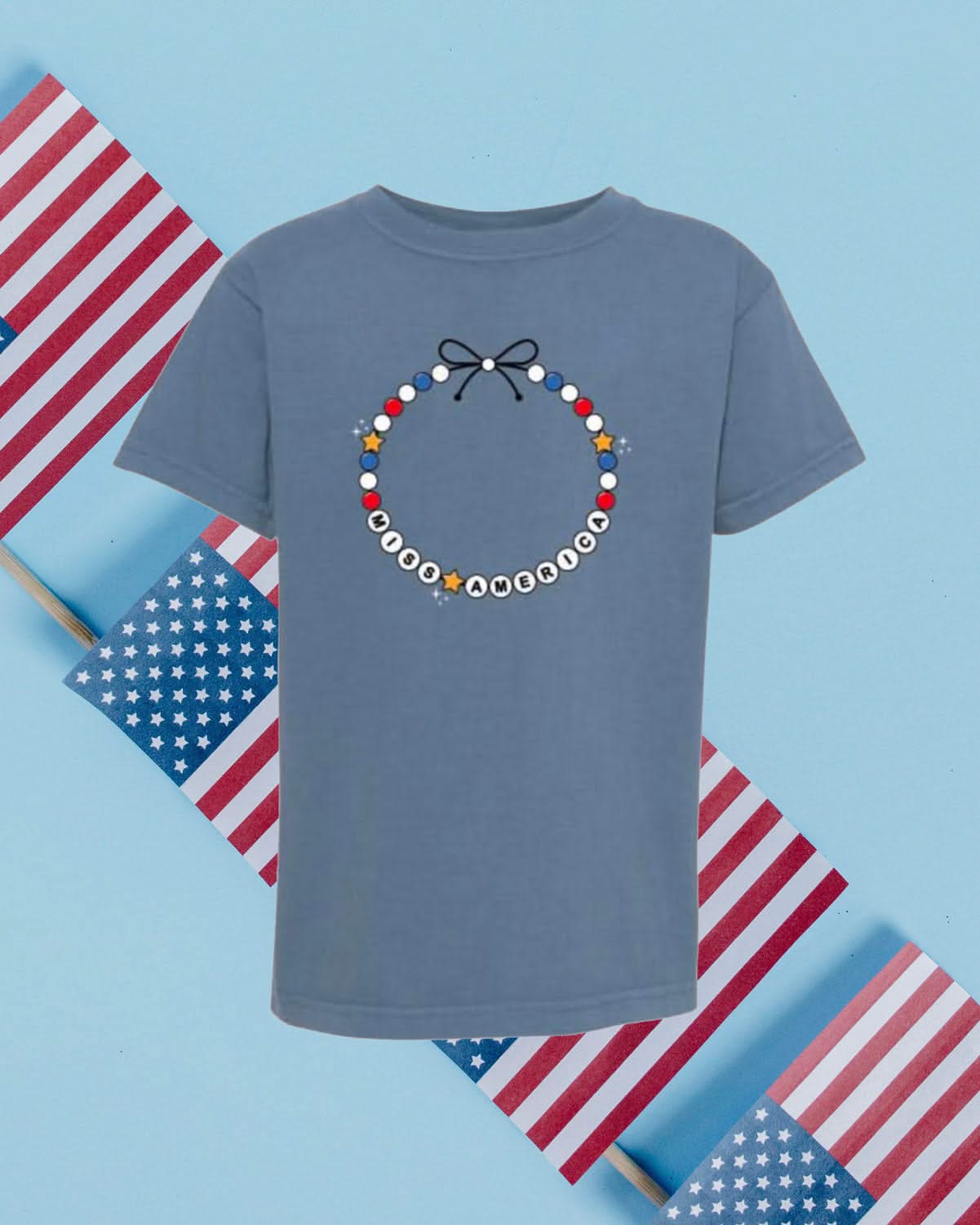 Miss America Beaded Bracelet Graphic T-Shirt - Youth Little Mama Shirt Shop LLC