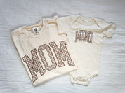 MOM / MAMA / MOTHER + MINI Brown Gingham Tee - Mommy and Me Ivory/Natural Coordinating Tee Set | Little Mama Shirt Shop Little Mama Shirt Shop LLC