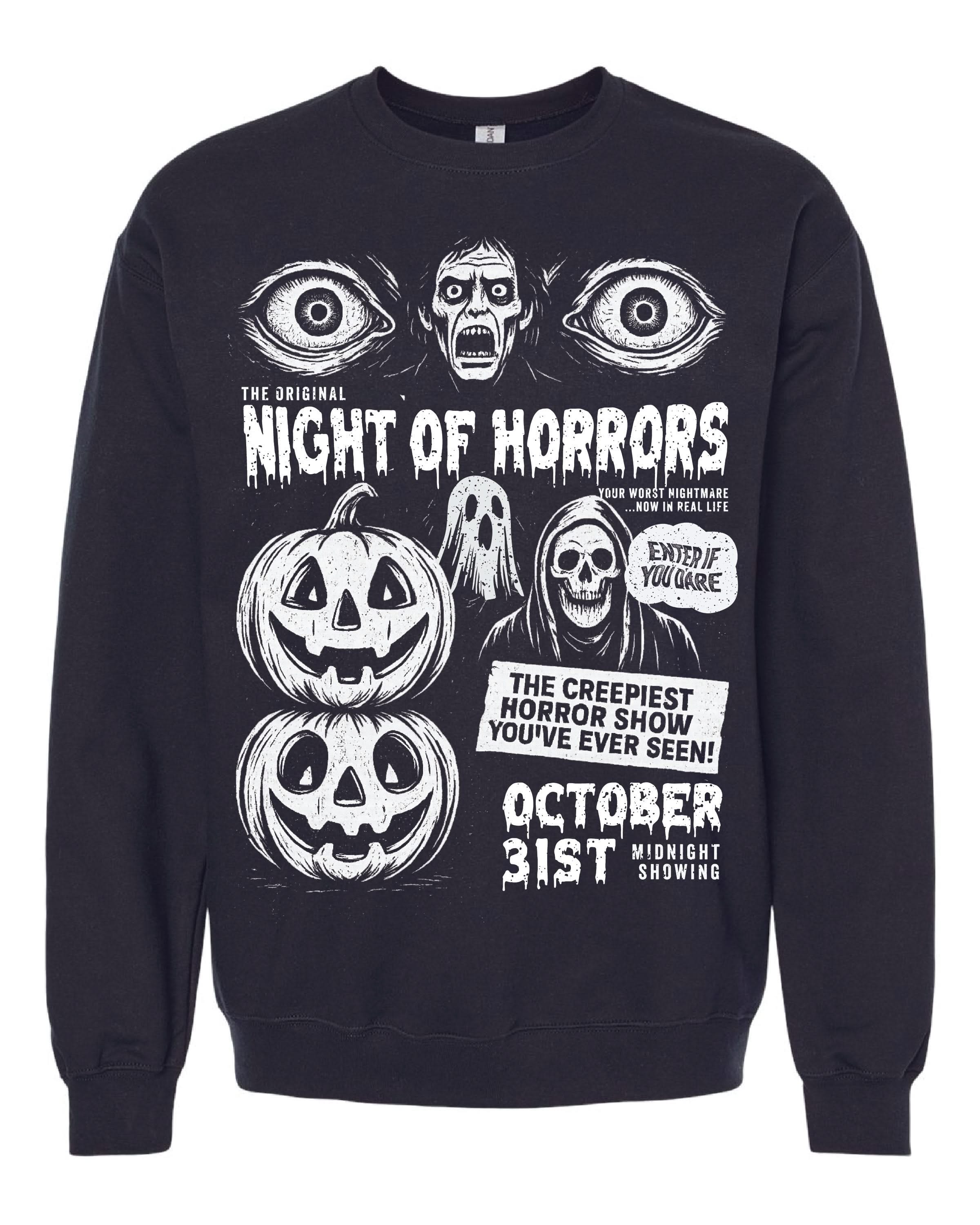 Night of Horrors - Black Basic Fleece Little Mama Shirt Shop LLC