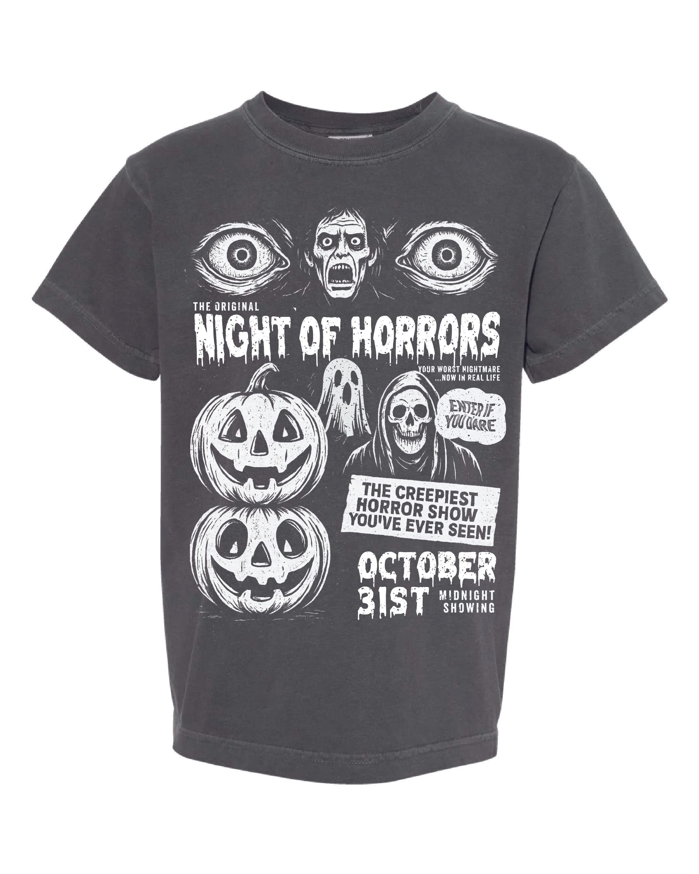 Night of Horrors - Pepper Youth Comfort Colors Tee Little Mama Shirt Shop