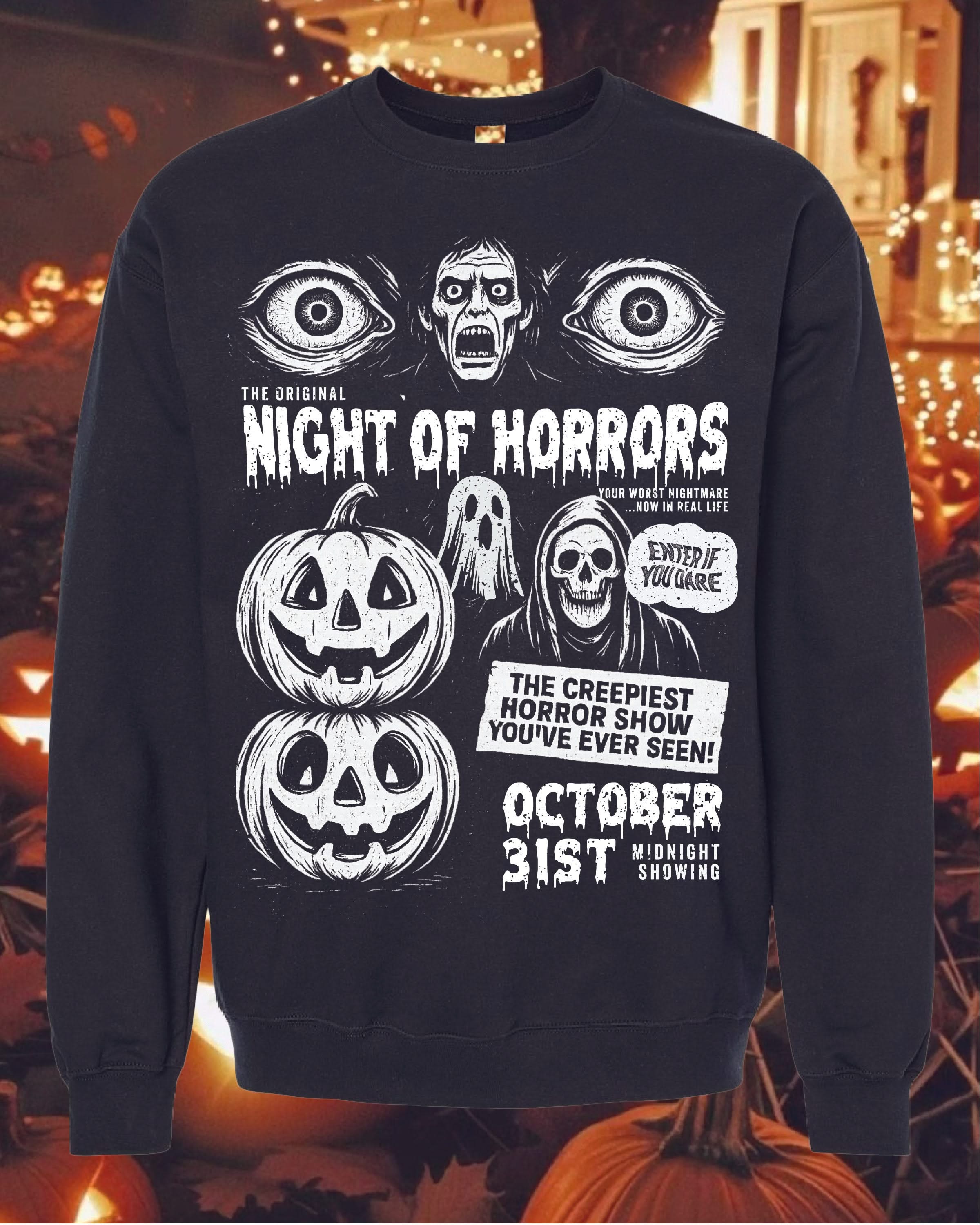 Night of Horrors - Black Basic Fleece Little Mama Shirt Shop LLC