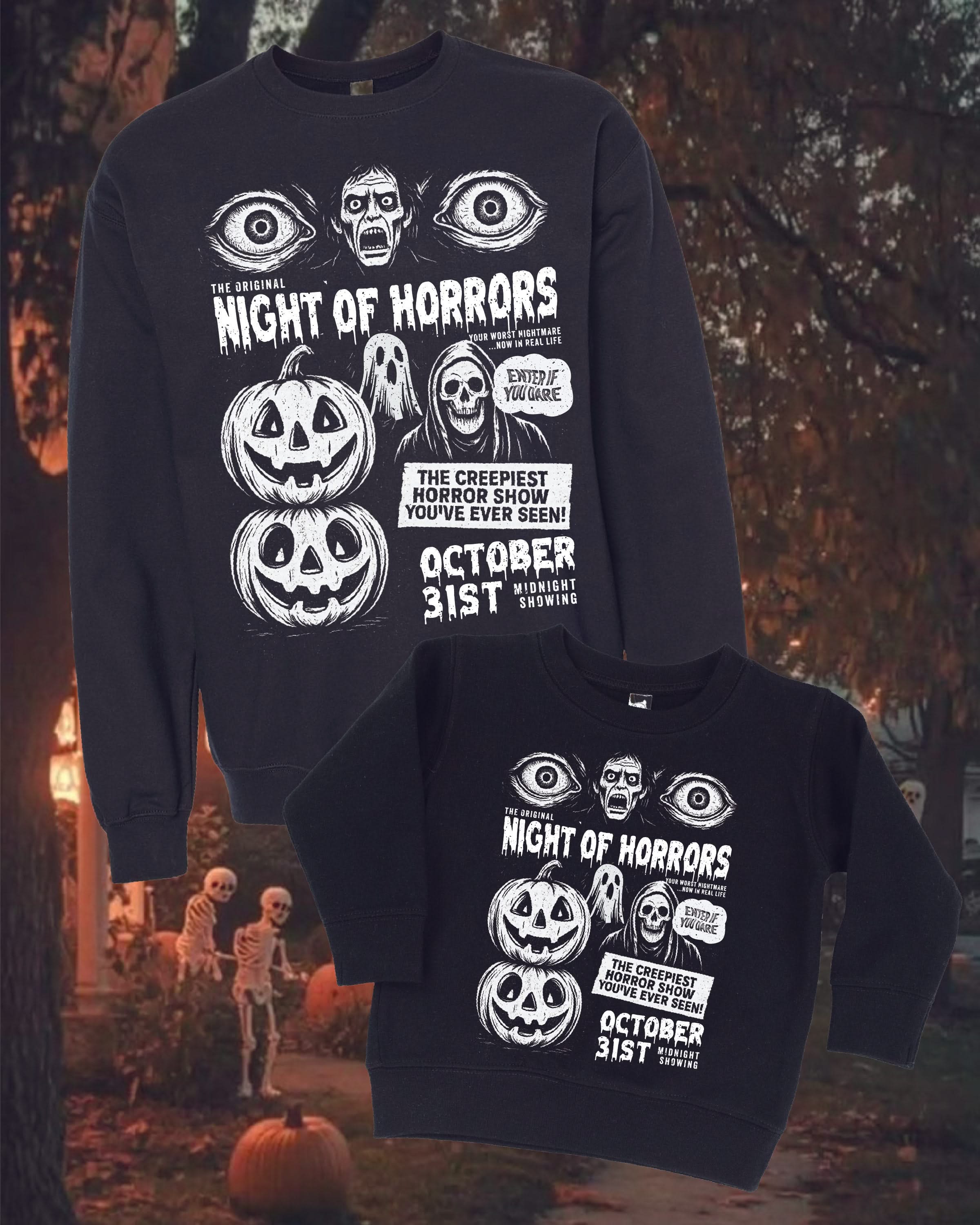 Night of Horrors - Set of 2 Black Basic Fleece Sweaters Little Mama Shirt Shop