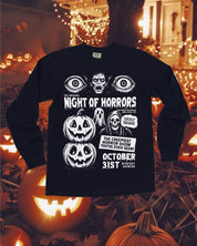 Night of Horrors - Long Sleeve Comfort Colors Tee Little Mama Shirt Shop