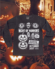 Night of Horrors - Long Sleeve Comfort Colors Tee Little Mama Shirt Shop