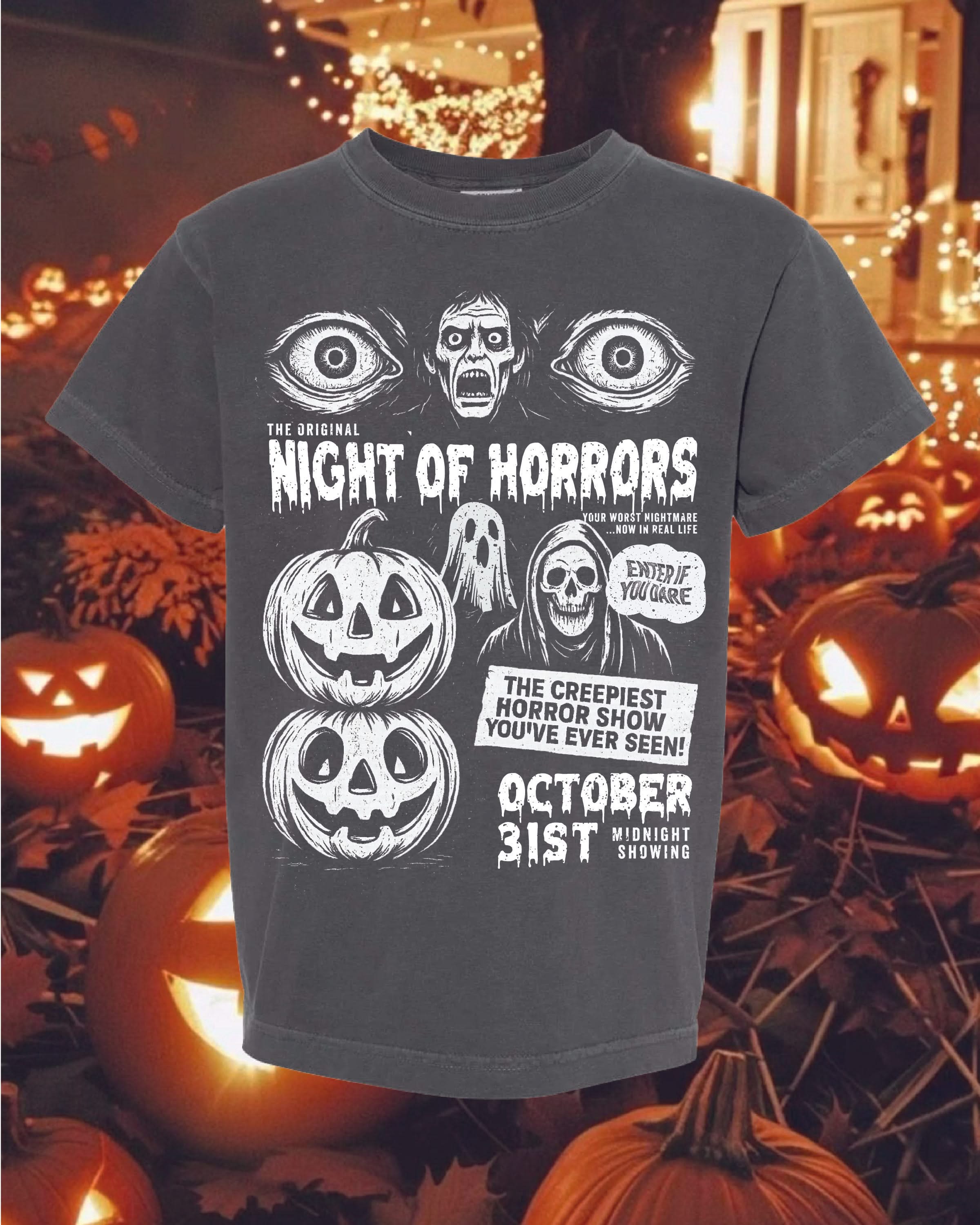 Night of Horrors - Pepper Youth Comfort Colors Tee Little Mama Shirt Shop