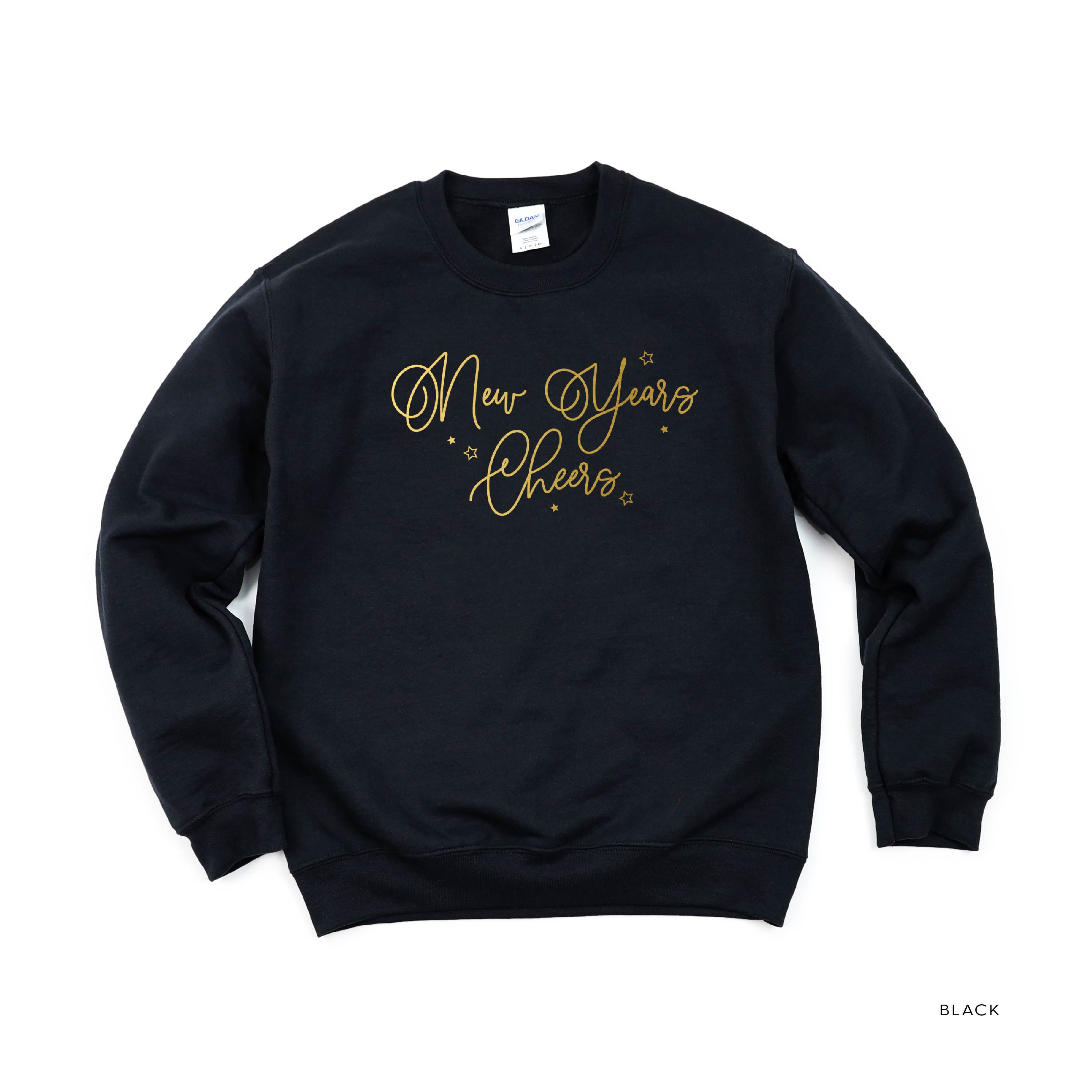 New Years Cheers - Stars/Script - BASIC Fleece Little Mama Shirt Shop LLC