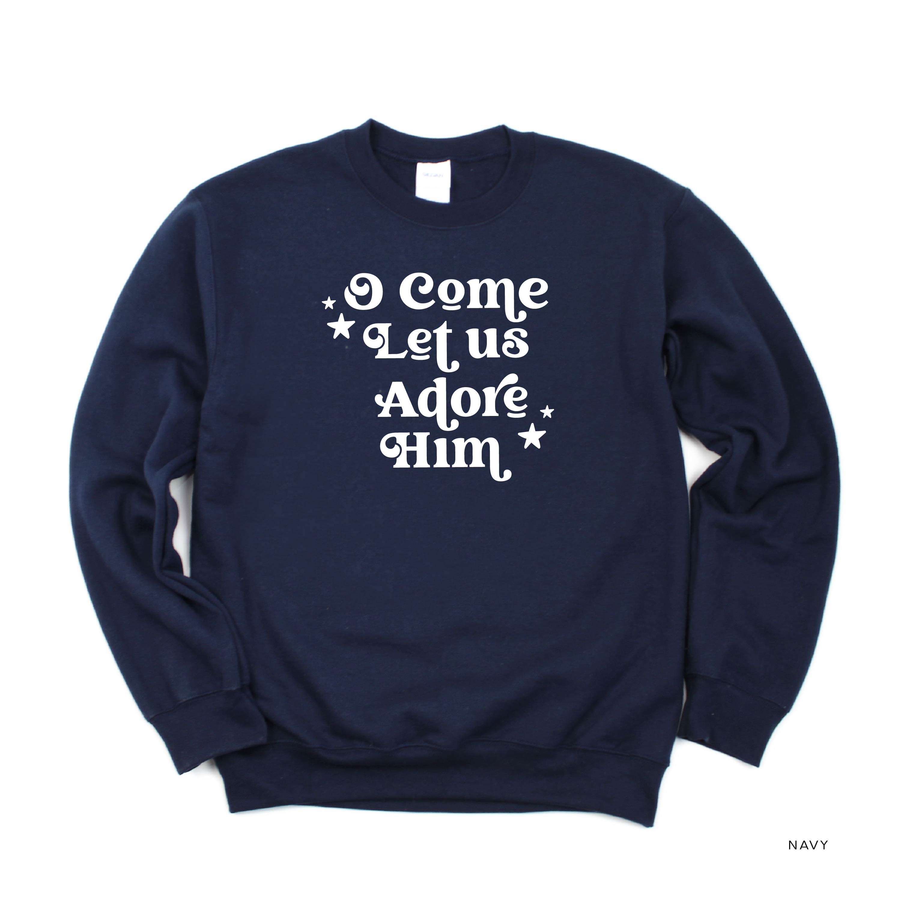 O Come Let Us Adore Him - BASIC Fleece Little Mama Shirt Shop LLC