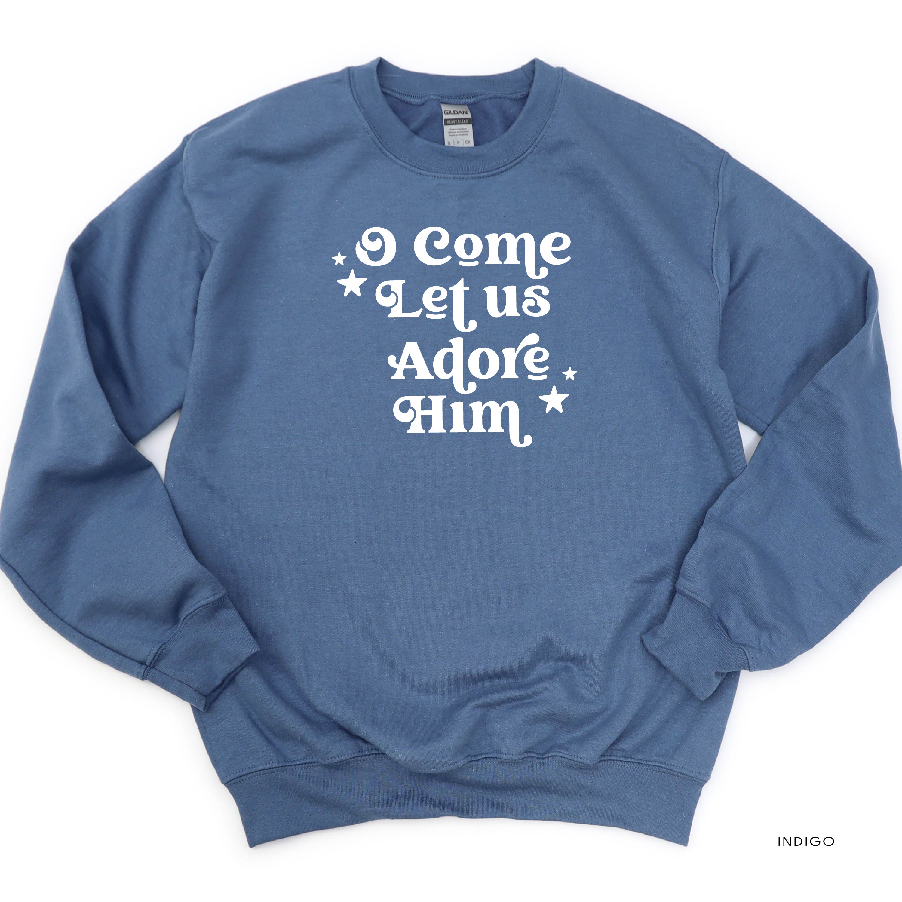 O Come Let Us Adore Him - BASIC Fleece Little Mama Shirt Shop LLC