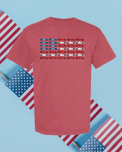 Patriotic Race Car American Flag Graphic Tee - Adult Comfort Colors Little Mama Shirt Shop LLC