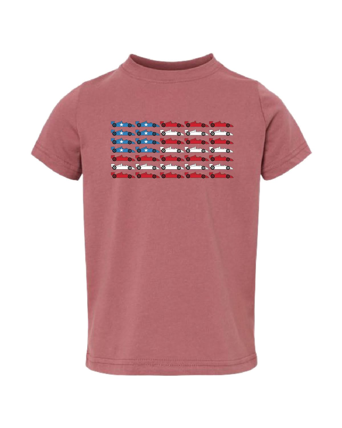 Patriotic Race Car American Flag Graphic Tee - Toddler Little Mama Shirt Shop LLC