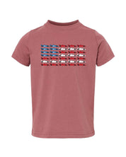 Patriotic Race Car American Flag Graphic Tee - Toddler Little Mama Shirt Shop LLC