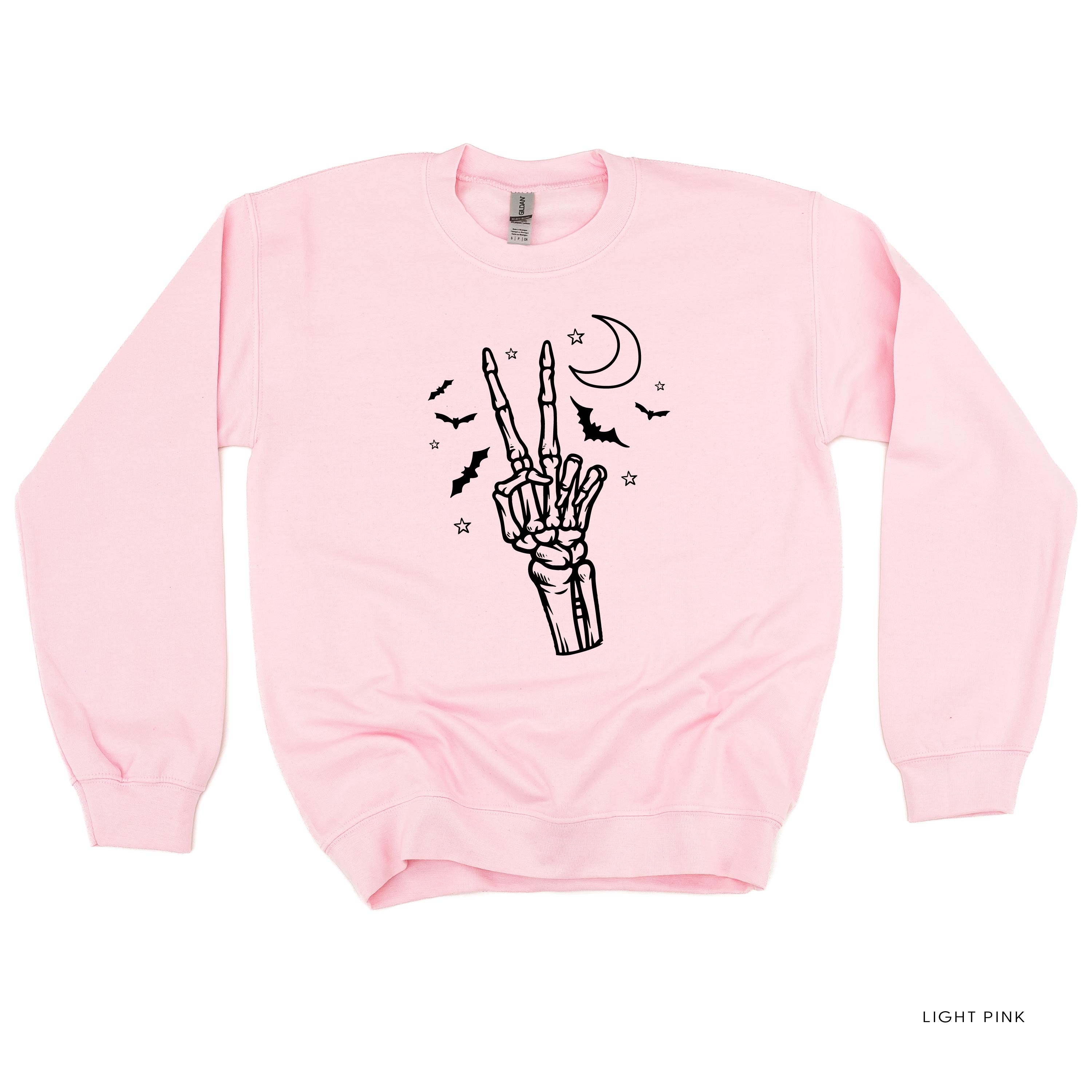 Peace - Skeleton- FULL SIZE - Basic Fleece Crewneck Little Mama Shirt Shop LLC