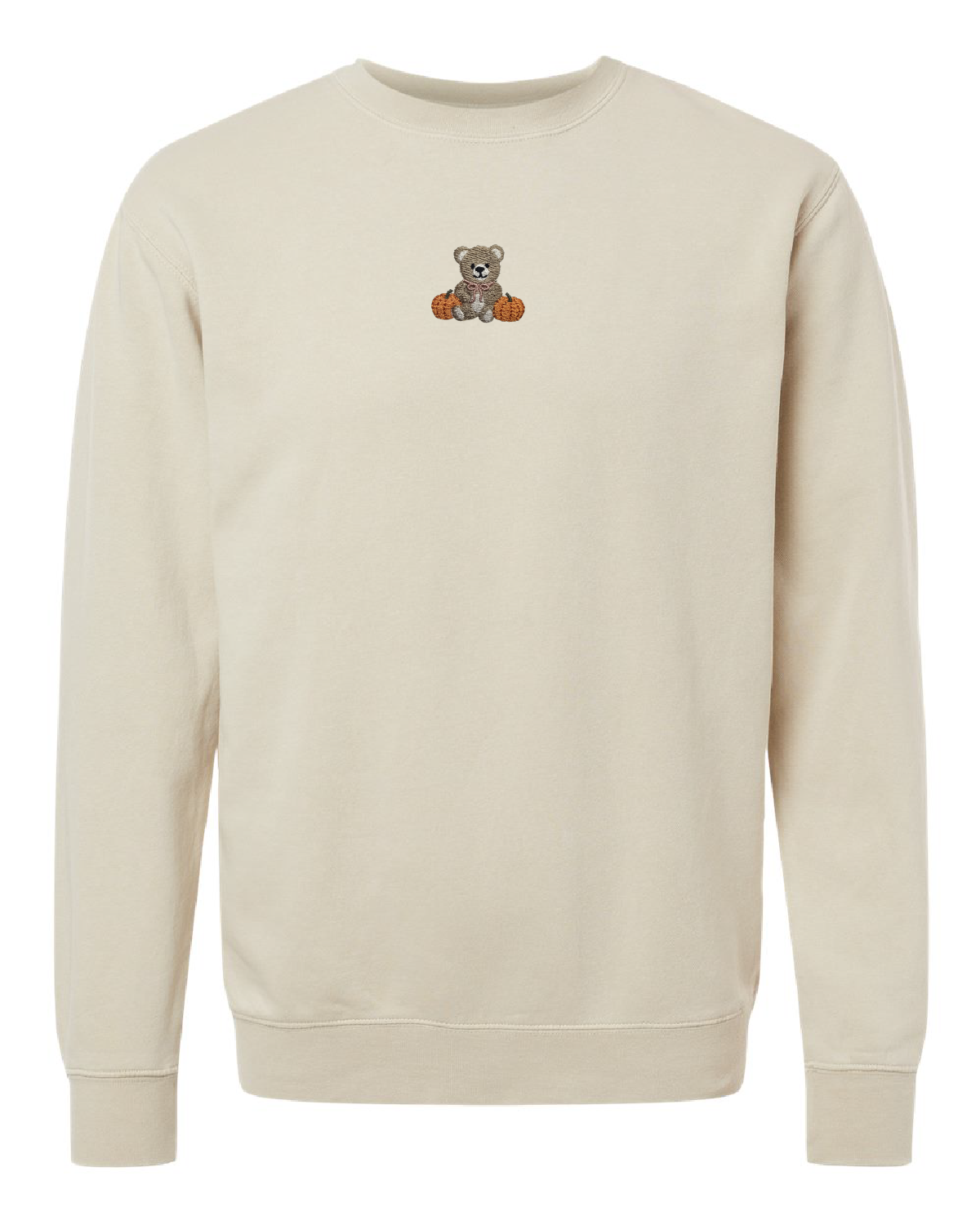 Embroidered PIGMENT Crewneck - Fall Teddy Bear (center) Little Mama Shirt Shop LLC
