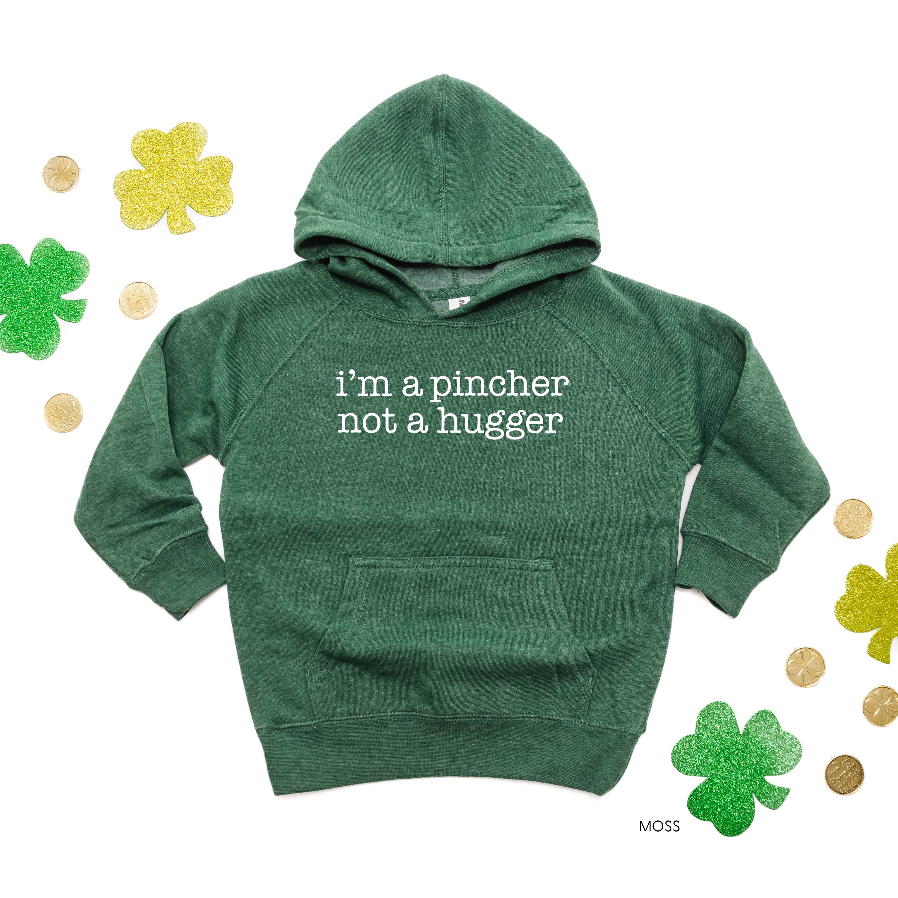 Pincher not Hugger - Child Moss HOODIE Little Mama Shirt Shop