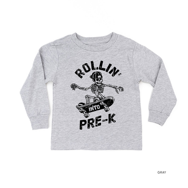 Skateboarding Skelly - Rollin' into Pre-K - Long Sleeve Child Shirt