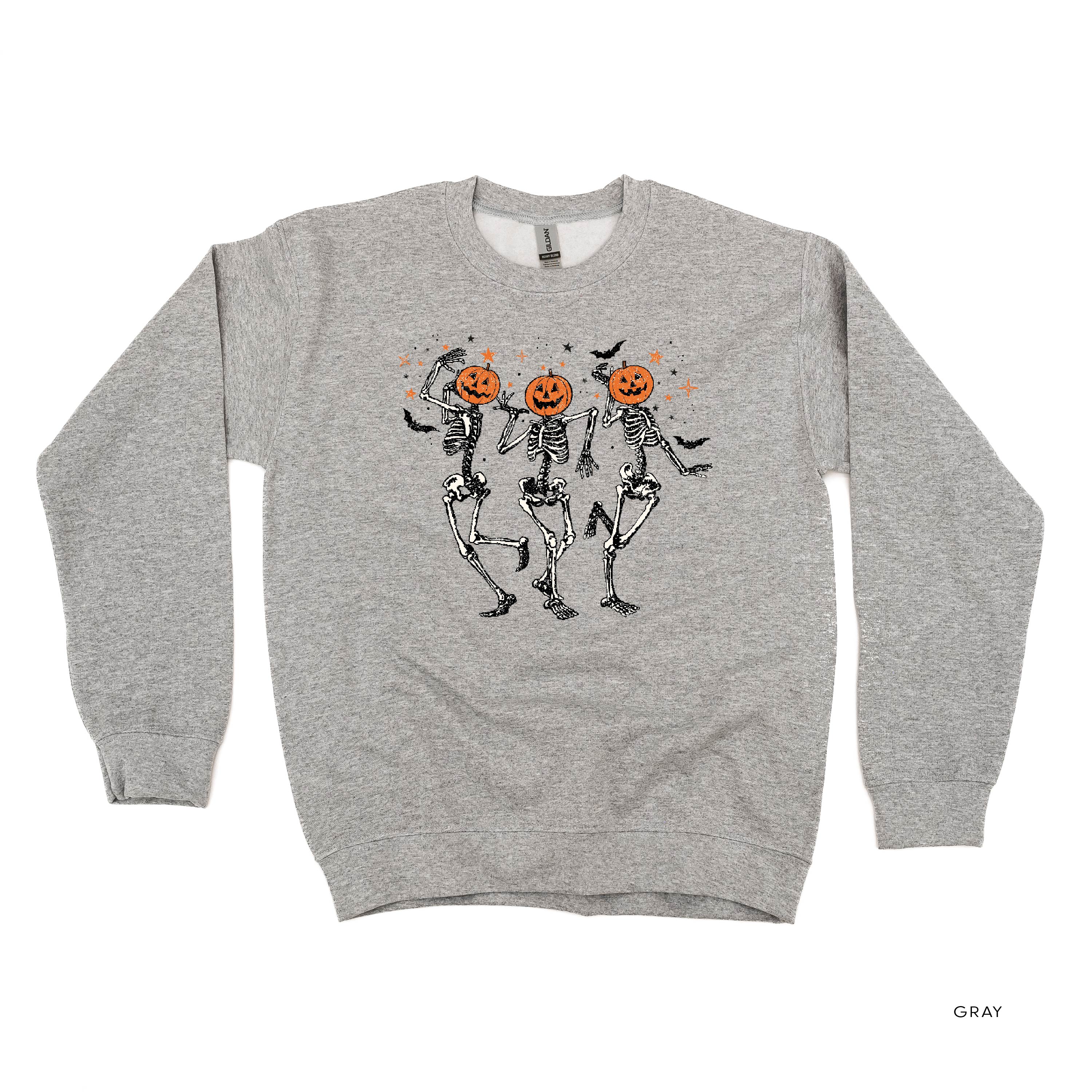 Pumpkin Head Dancing Skellies - Basic Fleece Crewneck Little Mama Shirt Shop LLC