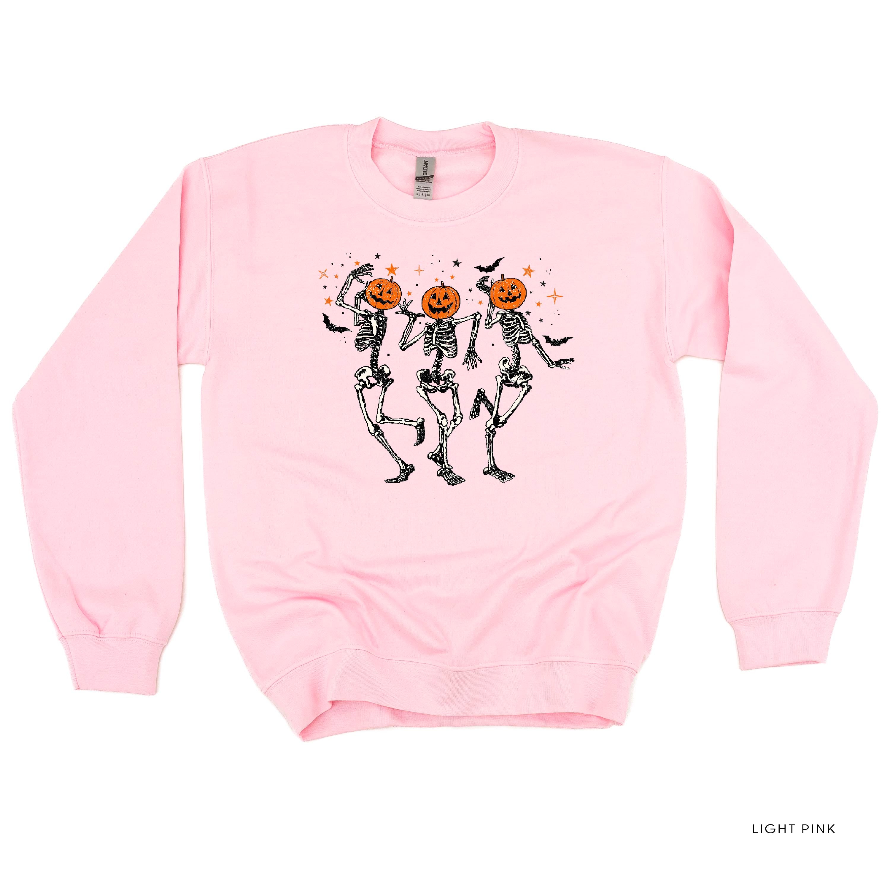 Pumpkin Head Dancing Skellies - Basic Fleece Crewneck Little Mama Shirt Shop LLC