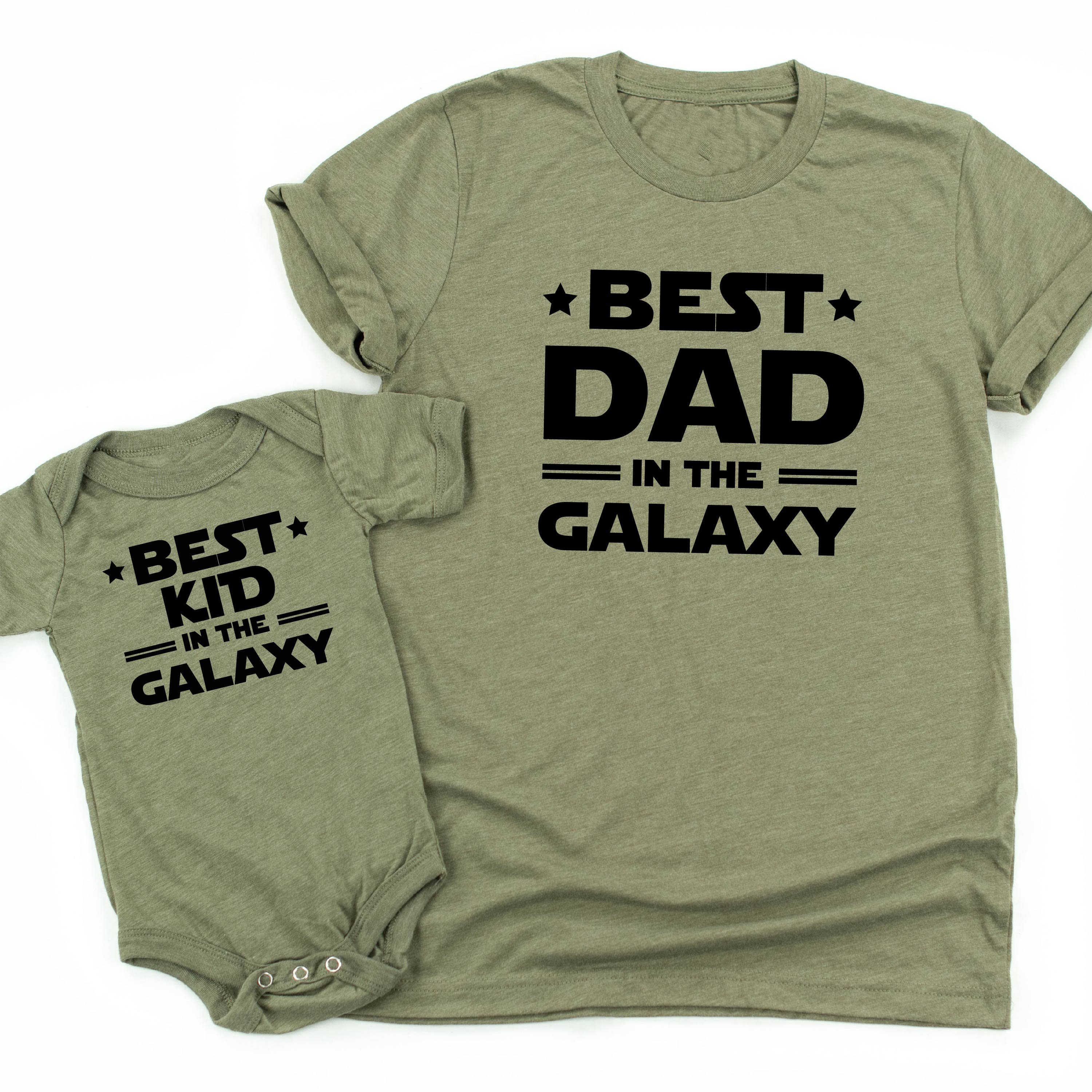 Best Dad In The Galaxy / Best Kid In The Galaxy - Set of 2 Tees Little Mama Shirt Shop